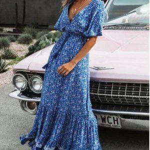 Boho Flutter Sleeve Maxi Dress
